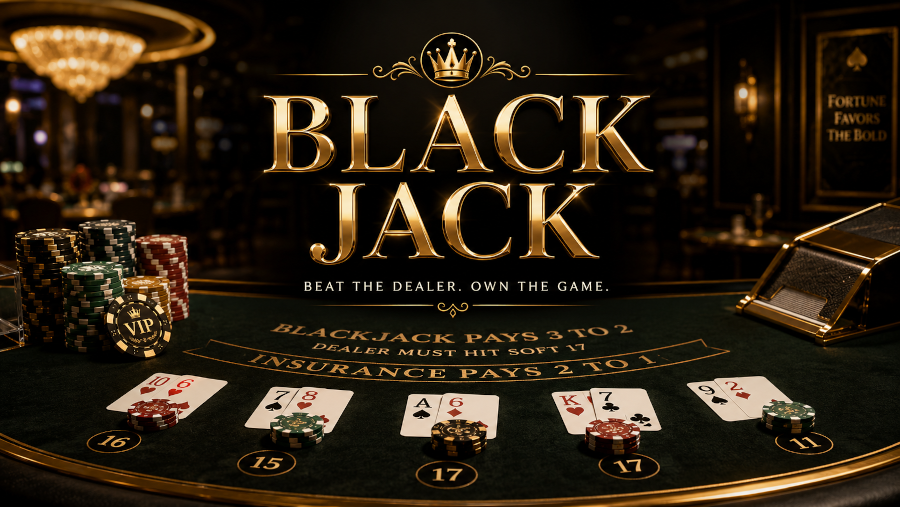 Helles Black-Jack-Motiv mit Spielkarten, Chips und Hafenstrand